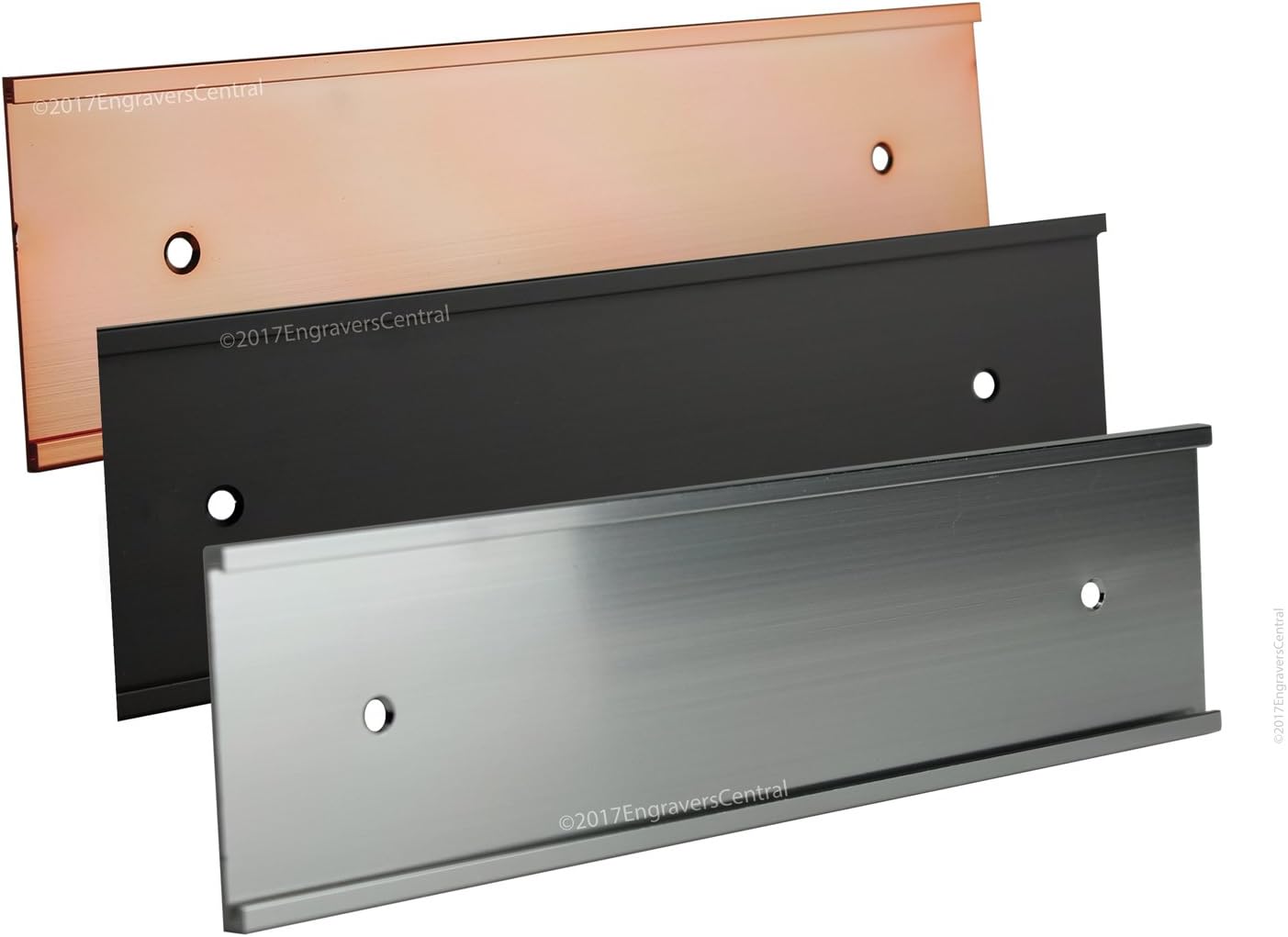 Pack of 10 - Office Wall Or Door Mount 2x8 Name Plate Holders - Fits Standard Size 2x8 NamePlates (Not Included), 3 Color Options to Choose from - Gold, Silver or Black.