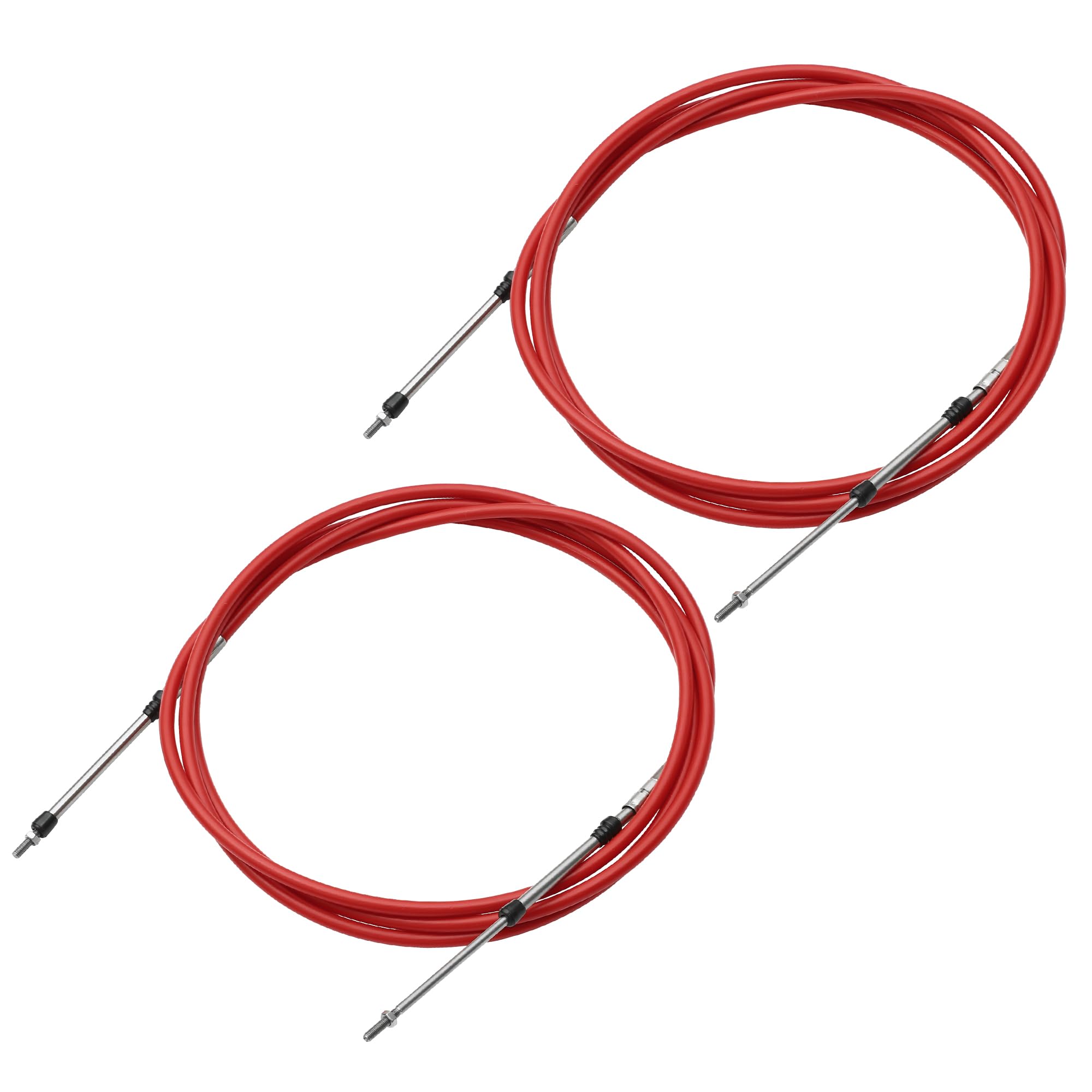 QUARKZMAN Câble Commande Accélérateur Bateau Marin Rouge Argent 3.4M | 2 Pcs, 3.4 M, M5x0.8, Rouge & Argent, Acier Inoxydable Et Caoutchouc, Hors-Bord, Faible Frottement, Rayon Courbure Adéquat