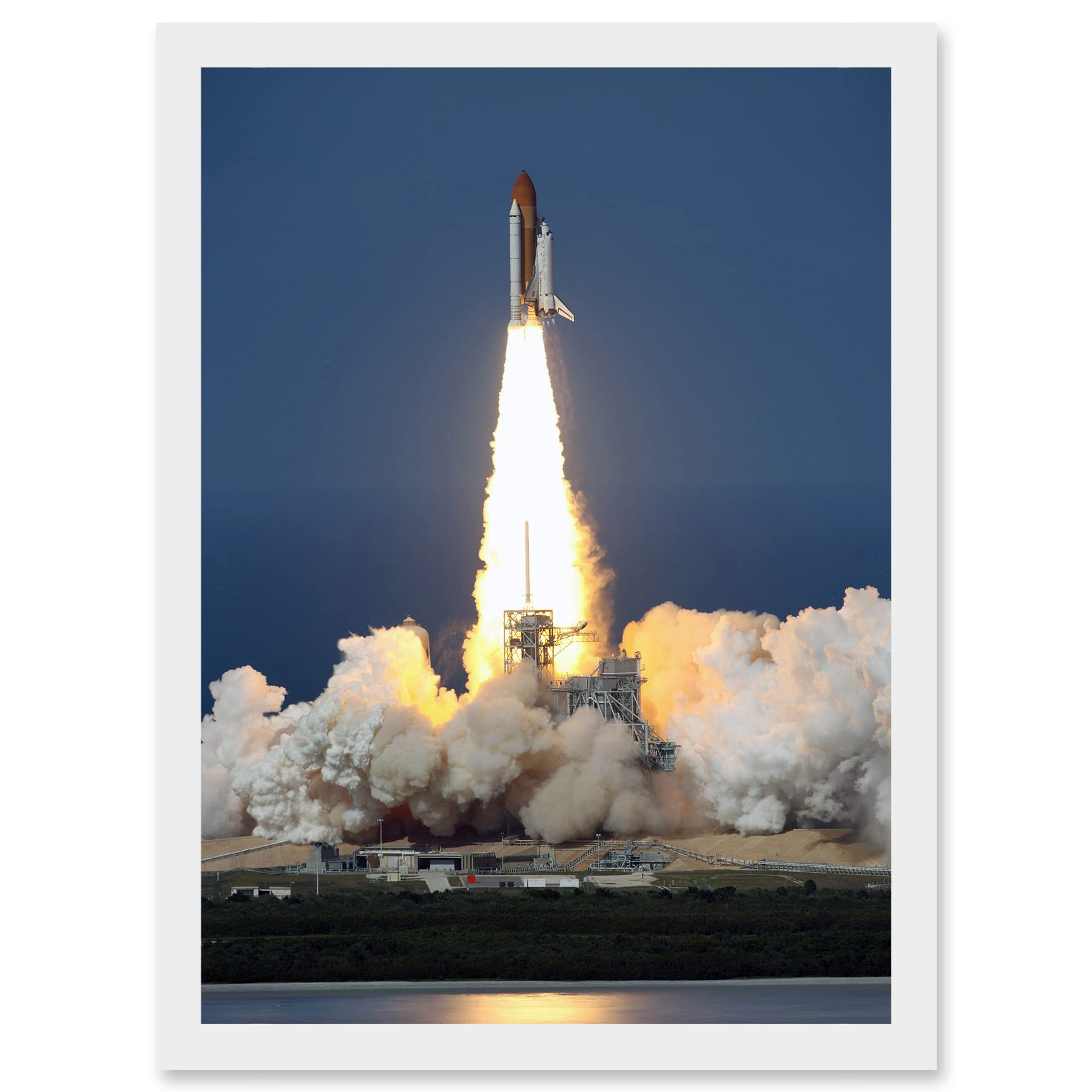 Artery8 Shuttle Discovery Launch NASA International Space Station Artwork Framed Wall Art Print A4
