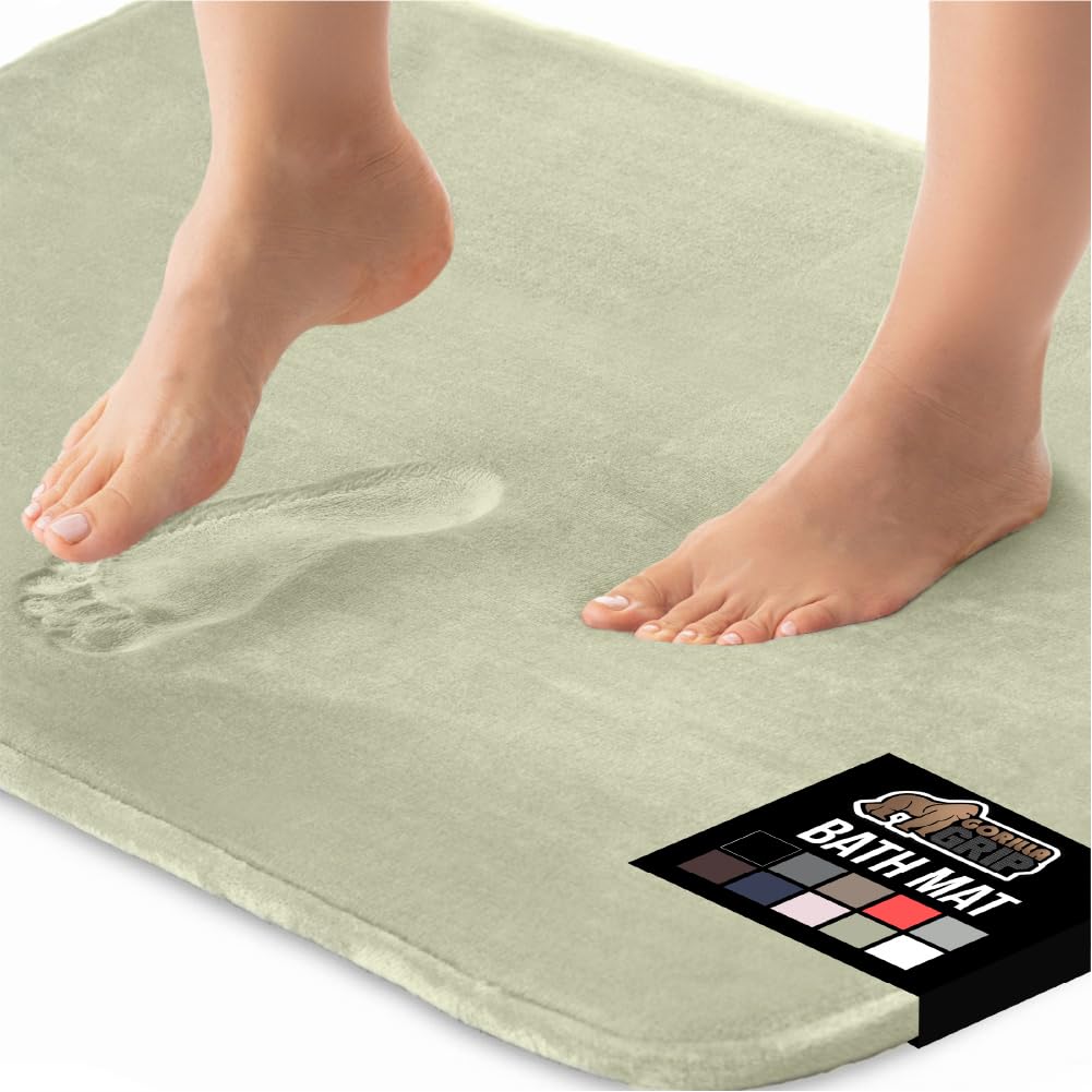 GORILLA GRIP Memory Foam Bath Mat, Soft Absorbent Velvet Bathroom Mats, Durable Dots on Underside, Machine Washable Bathmat, Carpet Rug Room Decor for