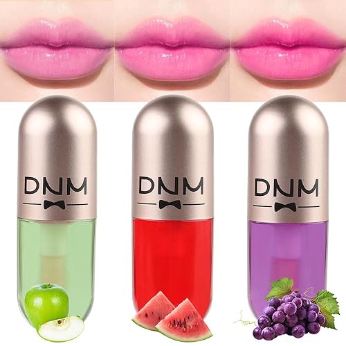 BINGBRUSH 3 unidades de brillo labial que cambia de color de cápsula, color rosa, brillo mágico y de humor para labios, bálsamo labial transparente