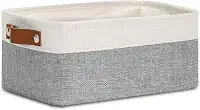 Caixa Cesto Organizador De Tecido Linho Dobrável Multiuso 36x16x12cm Cinza