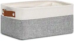 Caixa Cesto Organizador De Tecido Linho Dobrável Multiuso 36x16x12cm Cinza