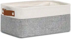 Caixa Cesto Organizador De Tecido Linho Dobrável Multiuso 36x16x12cm Cinza
