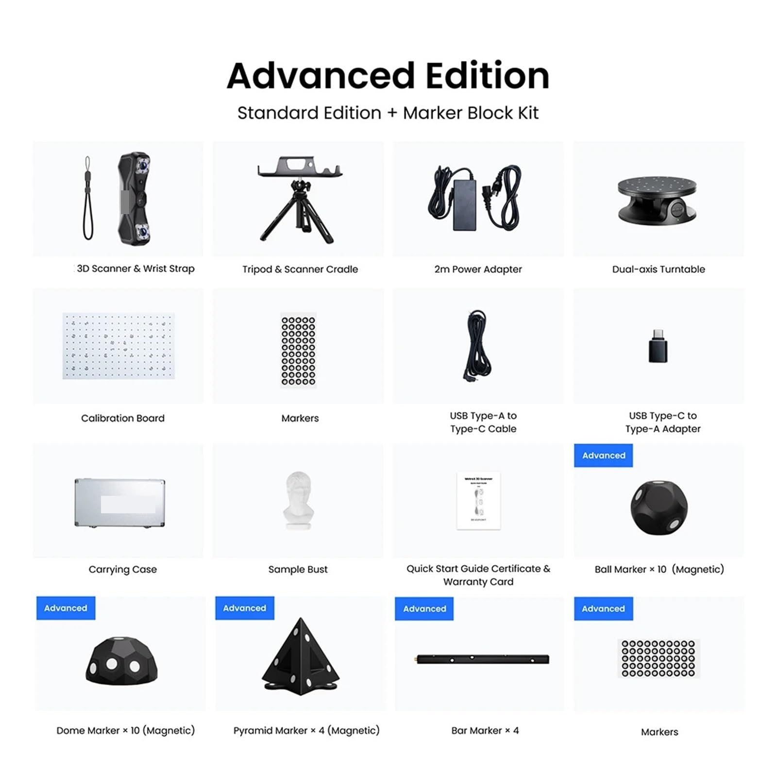 3D Scanner For Measuring Blue Multiple-line CAD Designer 0.01mm High Precision Handheld Scan