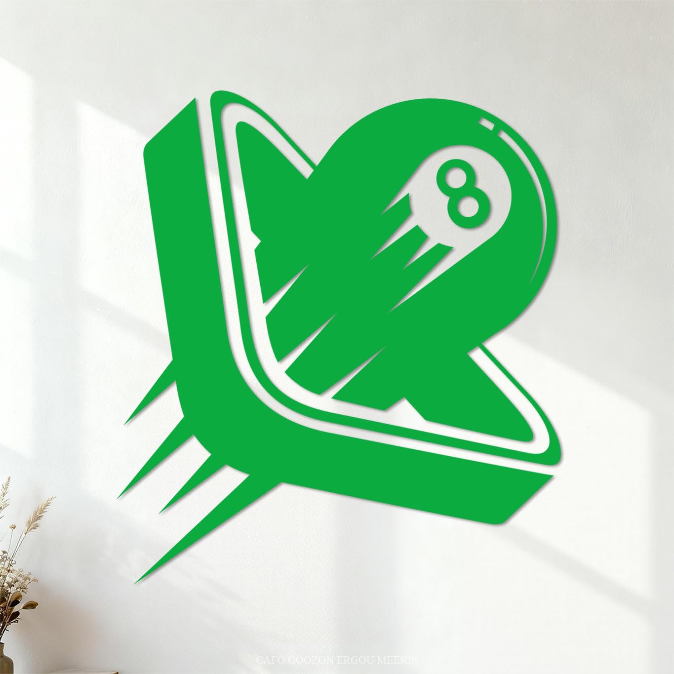 Lettering Decals Billiard Ball Sports Logo 67.2x74.7cm It Won't Fall Off Green โ image 1