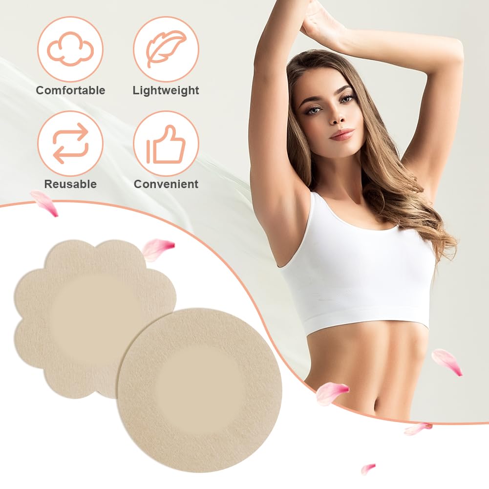 flintronic 40 Piezas Cubre Pezones Desechables, Pezoneras Adhesivas Invisibles, Cubre Pezones Adhesivo En Forma De Flor, Nipple Cover, Pegatinas Sujetador Pecho, Pezoneras Almohadillas