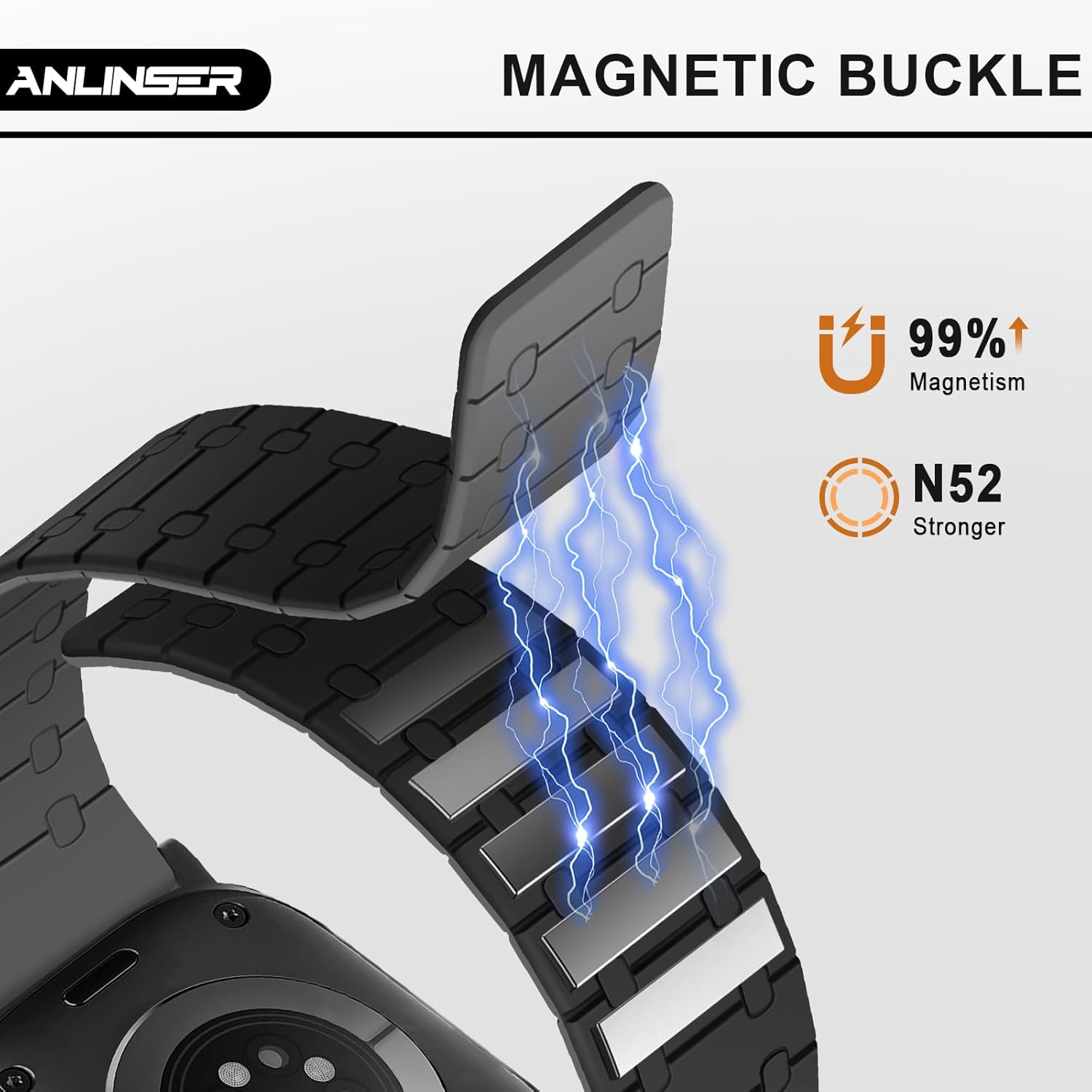 Anlinser Compatible with Apple Watch Band 49mm 46mm 45mm 44mm 42mm for Women Men, Double Side Reversible Magnetic Strap for iWatch Ultra 3/2/1 Series 11/10/9/8/7-1 SE (Black/Gray) - Image 4