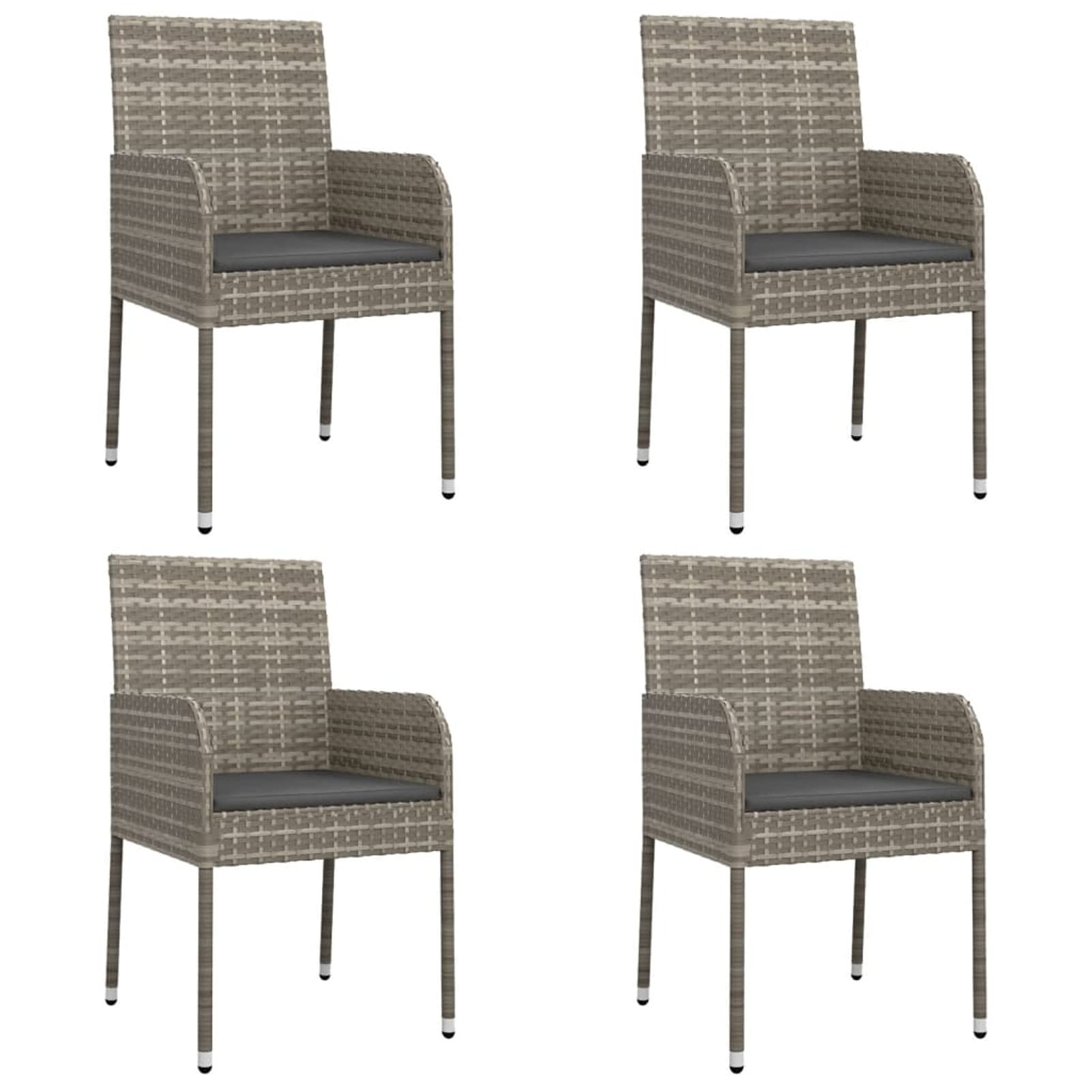 3185151 Set da Pranzo Giardino 5pz Nero e Grigio con Cuscini Polyrattan Testata in Legno,Testata Letto Matrimoniale Muebles Dormitorio Spalliera Letto Testiere per Letto Matrimoniale