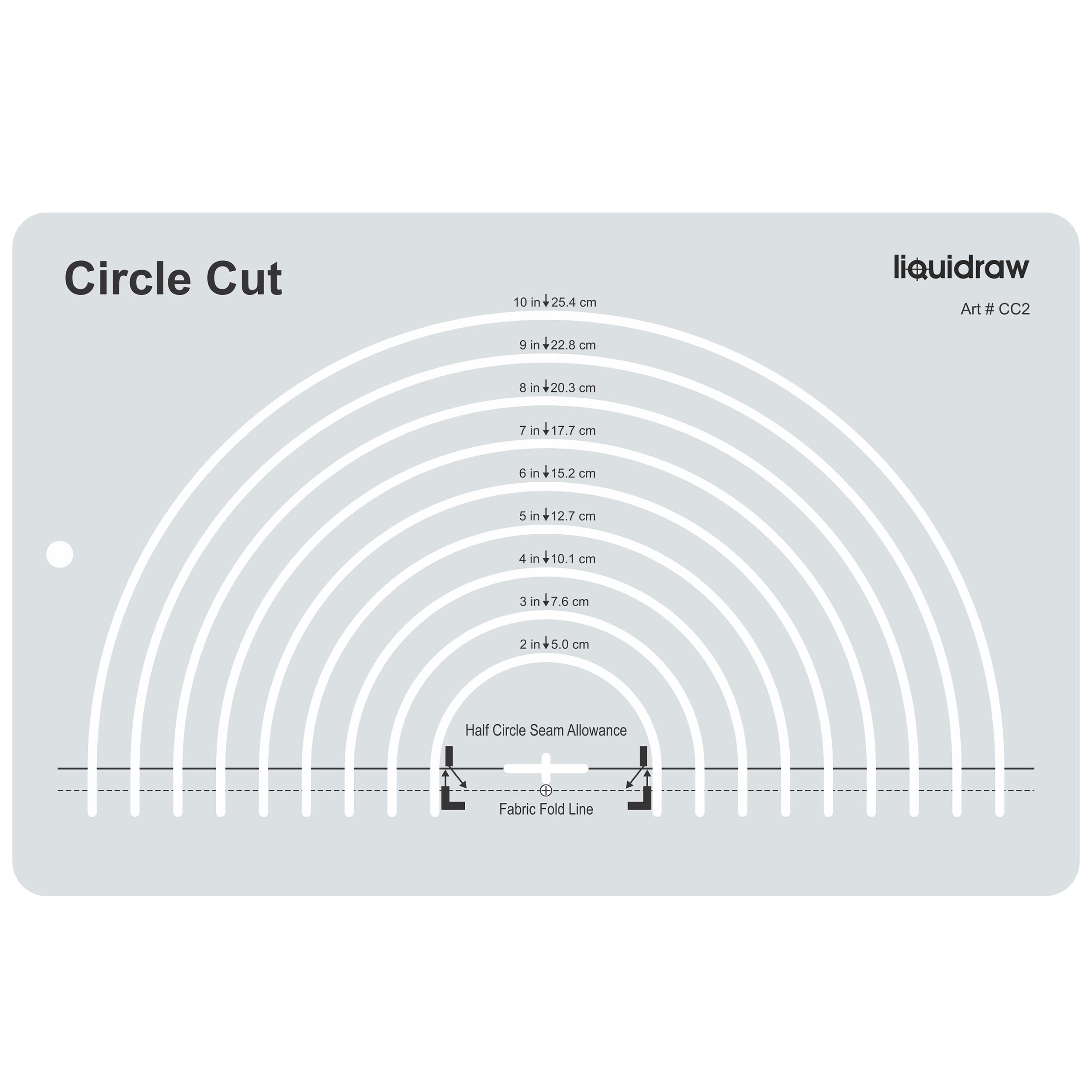 Liquidraw Circle Cut Quilting Ruler | Acrylic Template for Fashion Design & Quilting | Cut Circles from 2" to 10" | Transparent Acrylic | Durable Craft Tool for Fabric, Patterns & Creative Projects
