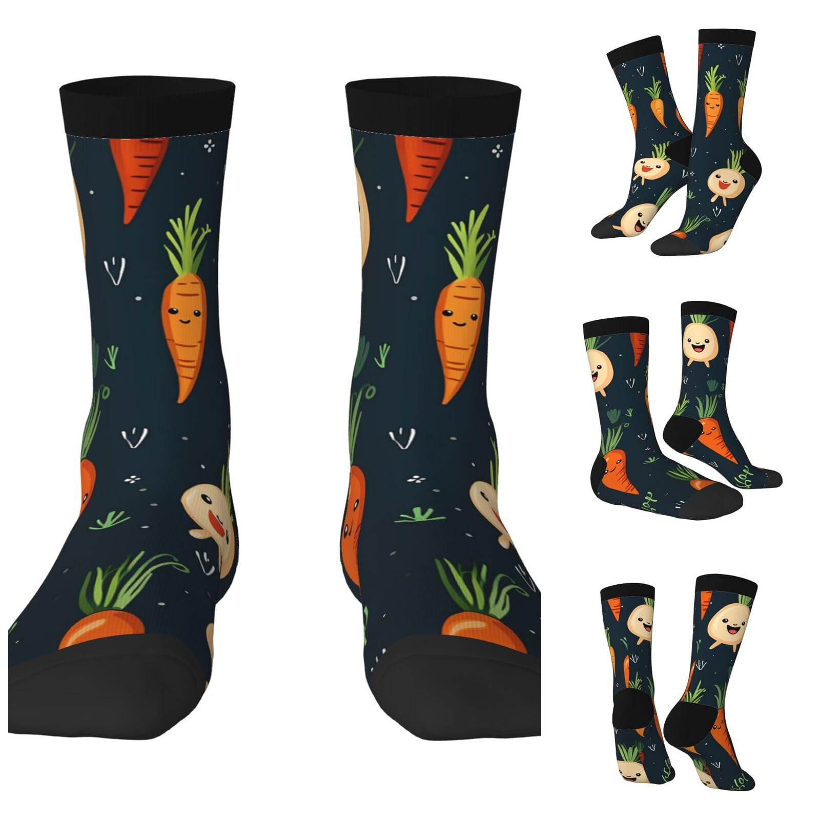 LZQPOEAS Happy carrot Athletic Socks Unisex Cushioned Crew Socks Hiking Running Calf Sock Soft Above Ankle Sock