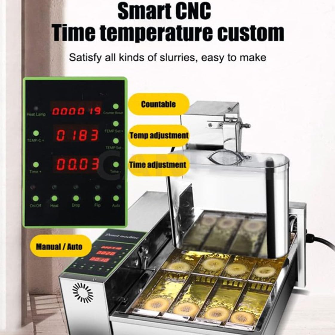 Máquina automática de donas, freidora digital con ajuste de temperatura, 110 V