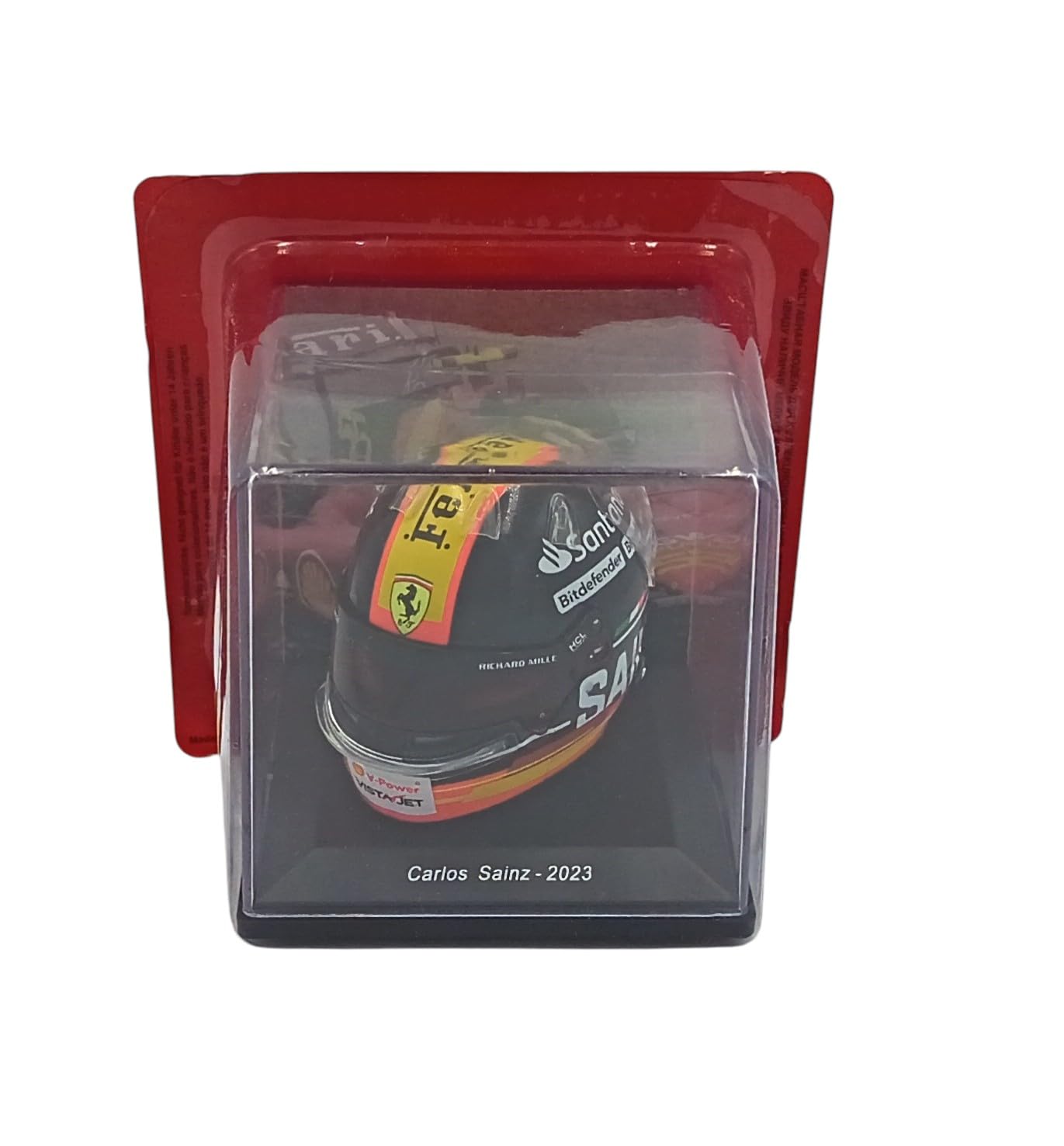 OPO 10 - Formel-1-Helm kompatibel mit Ferrari F1: Carlos Sainz Jr. Ferrari #55 3. Großer Preis von Italien 2023 – Maßstab 1:5 Spark – CAS83