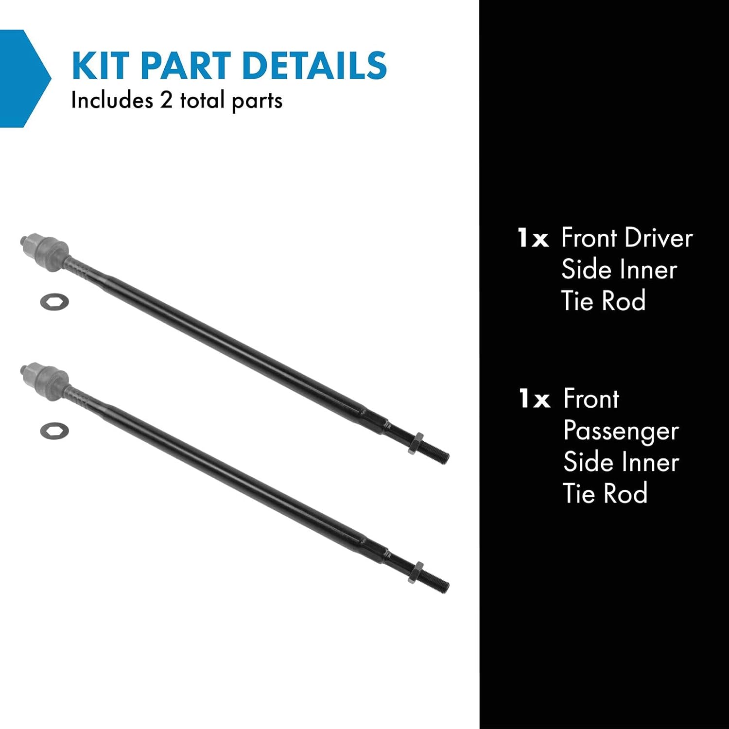 TRQ Inner Driver and Passenger Side Tie Rod Set 2 Piece Compatible with 2003-2011 Honda Element