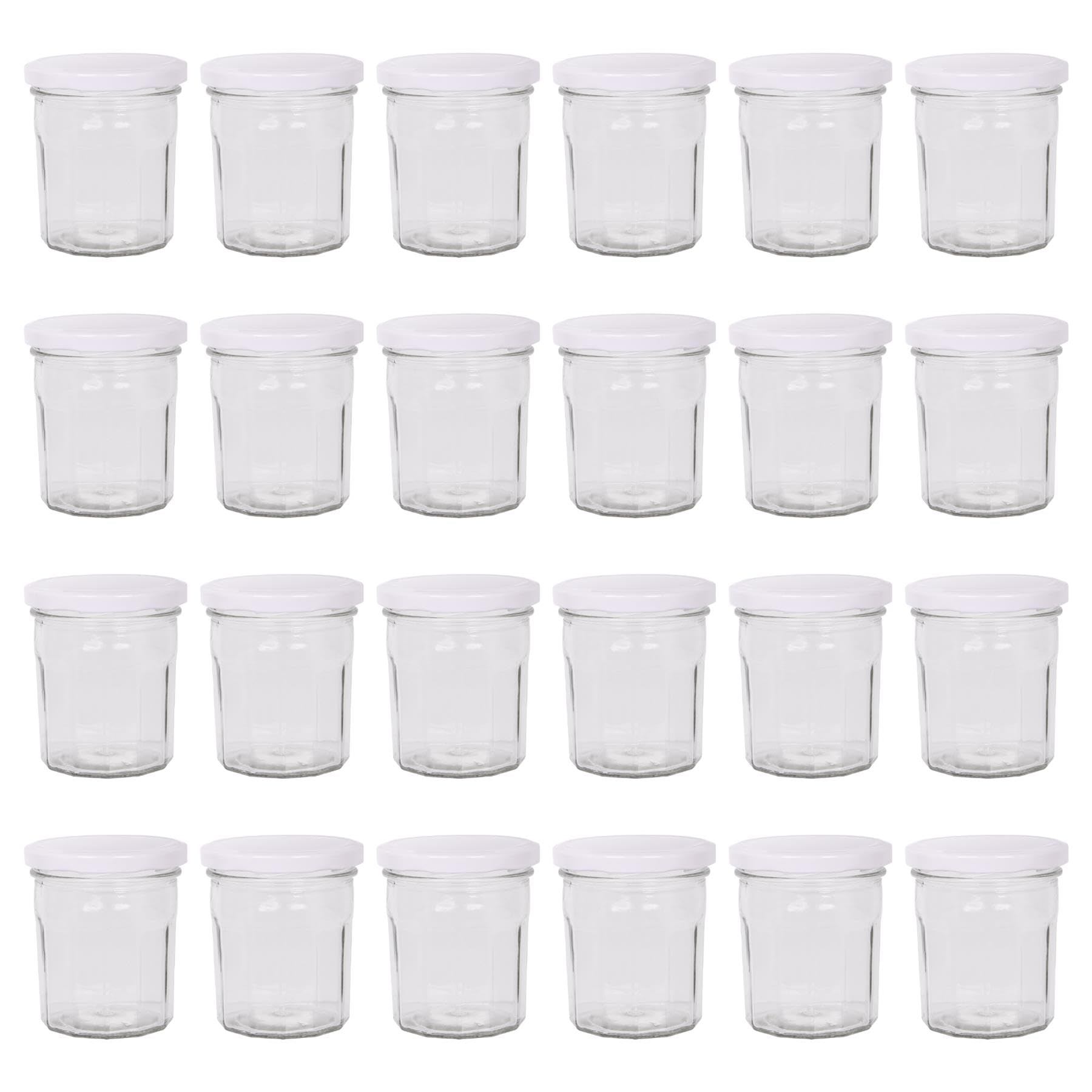 Argon Tableware 250Ml Glass Jam Jars With Airtight White LidsSet Of 24 Empty Screw Top Kitchen Storage Preserving Jar from B&Q