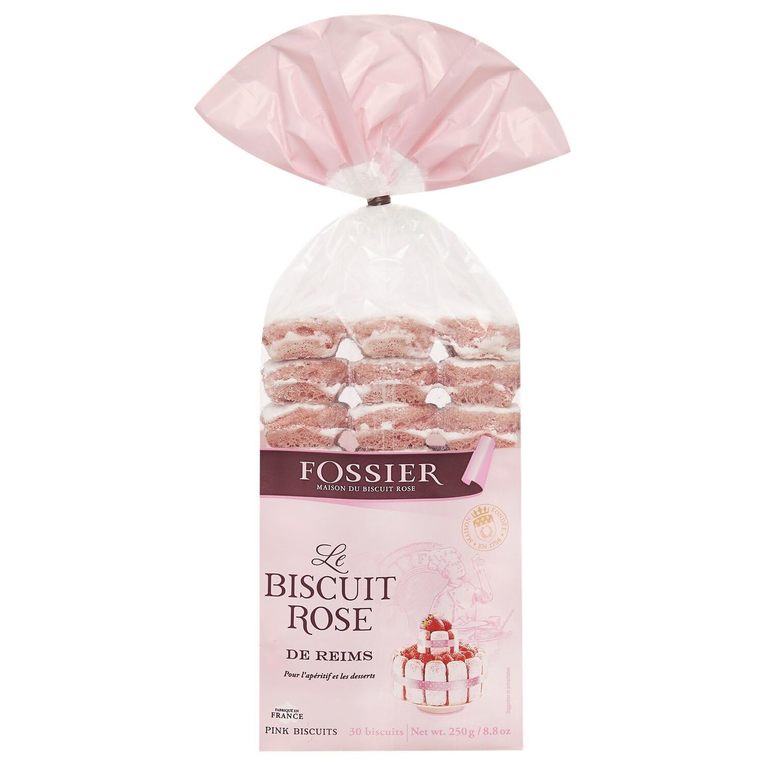 Savourez l'authentique biscuit rose pour apéritif et dessert avec FOSSIER, format 250g fabriqué en France - Lot de 3