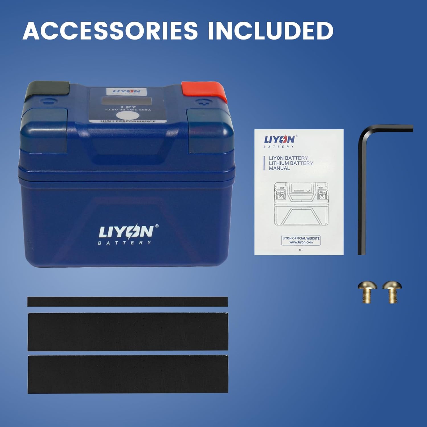 LIYON BLP7 Lifepo4 Lithium 12V 3Ah Powersports Starter Battery with Display Screen, Start Power 300A 210 CCA(-25°C) for Motorcycles 125-450cc, Sportbike 250-500cc, ATV 150-450cc, UTV 170-300cc