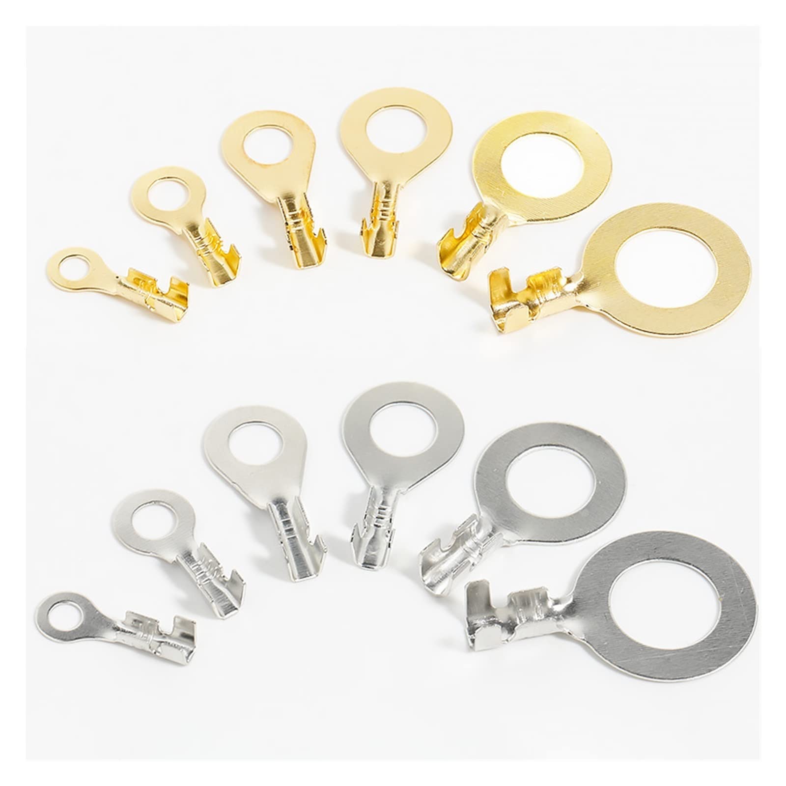 150/300/650/1400 STÜCKE Elektrische Kabelverbinder Ösen Ringkabelschuhe Nicht isolierte Crimpklemmen Crimpzangenwerkzeuge (Size : Silver 650PCS)