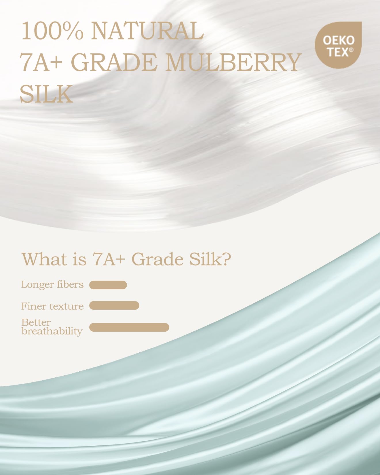 THXSILK 100% Mulberry Silk Sheet Set, 7A+ Silk Sheet Set Soft Breathable, Luxury Bedding (1 Flat Sheet, 1 Fitted Sheet, 2 Pillow Shams) King, Light Blue