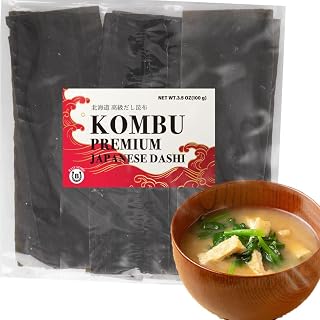 BAYUSTORE Premium Hokkaido Kombu Dried Seaweed for Dashi - Vegan Umami Broth Base, Japanese Kelp Sheets, 3.5oz (100g)