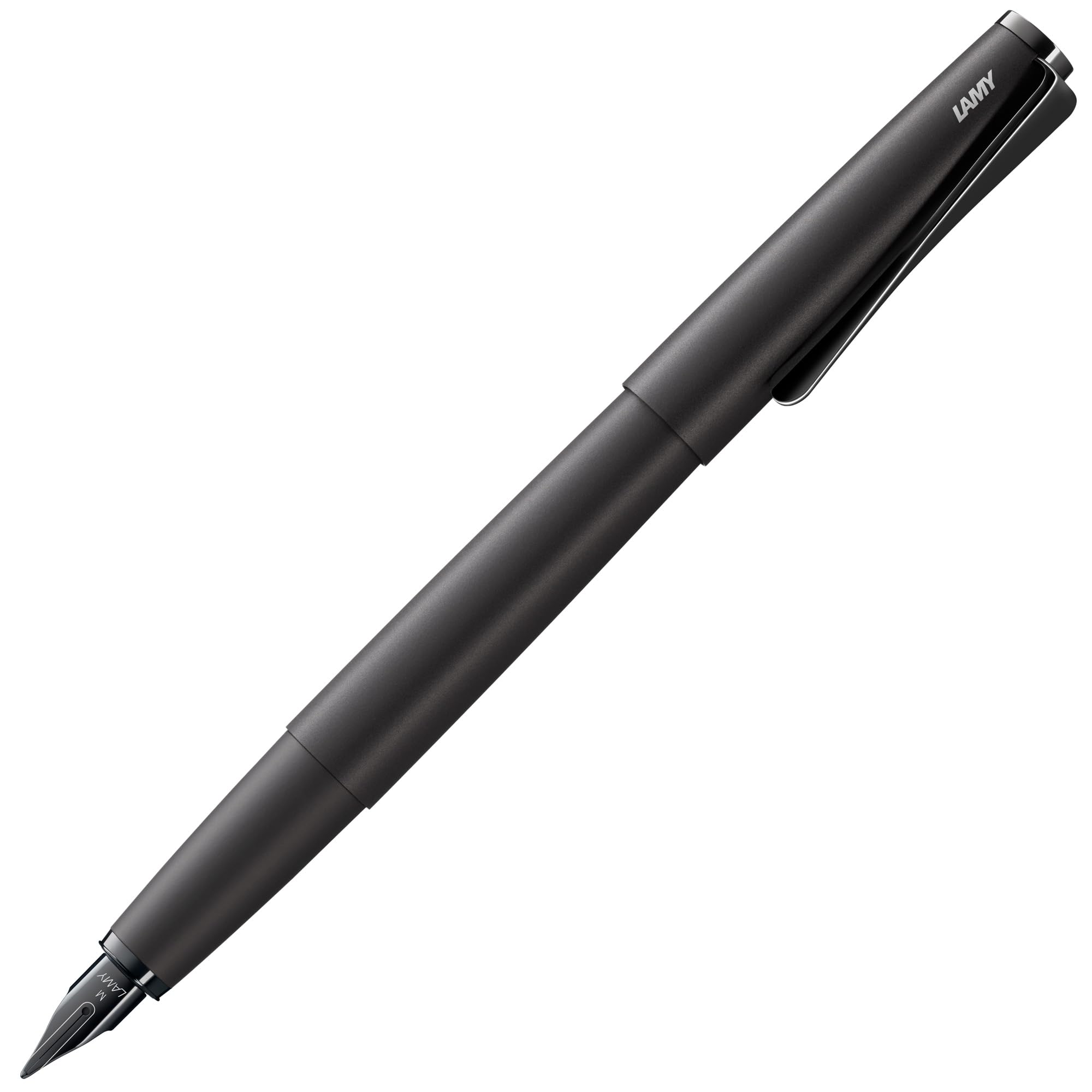 Lamystudio lx-all-black - Fountain Pen in elegant metal body - steel nib, partially platinum-plated & in nib size EF - incl T 10 blue ink cartridge