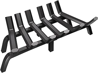AMAGABELI GARDEN & HOME Fireplace Grate Log Holder 24 Inch Firewood Burning Rack Heavy Duty Wrought Iron Solid Steel for Chimney Hearth Fire Pit Outdoor Kindling Tools Wood Stove Accessories