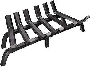 AMAGABELI GARDEN & HOME Fireplace Grate Log Holder 24 Inch Firewood Burning Rack Heavy Duty Wrought Iron Solid Steel for Chimney Hearth Fire Pit Outdoor Kindling Tools Wood Stove Accessories