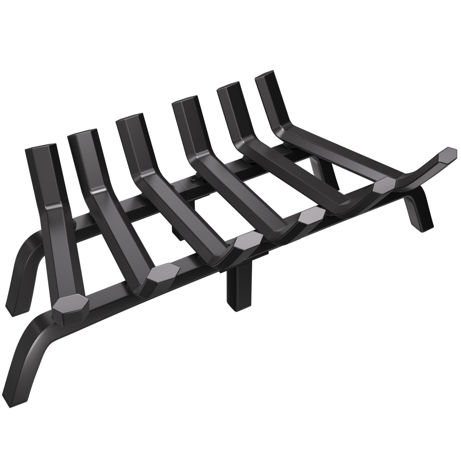 Fireplace Grate Log Holder 24 Inch Firewood Burning Rack Heavy Duty Wrought Iron Solid Steel for Chimney Hearth Fire Pit Outdoor Kindling Tools Wood Stove Accessories