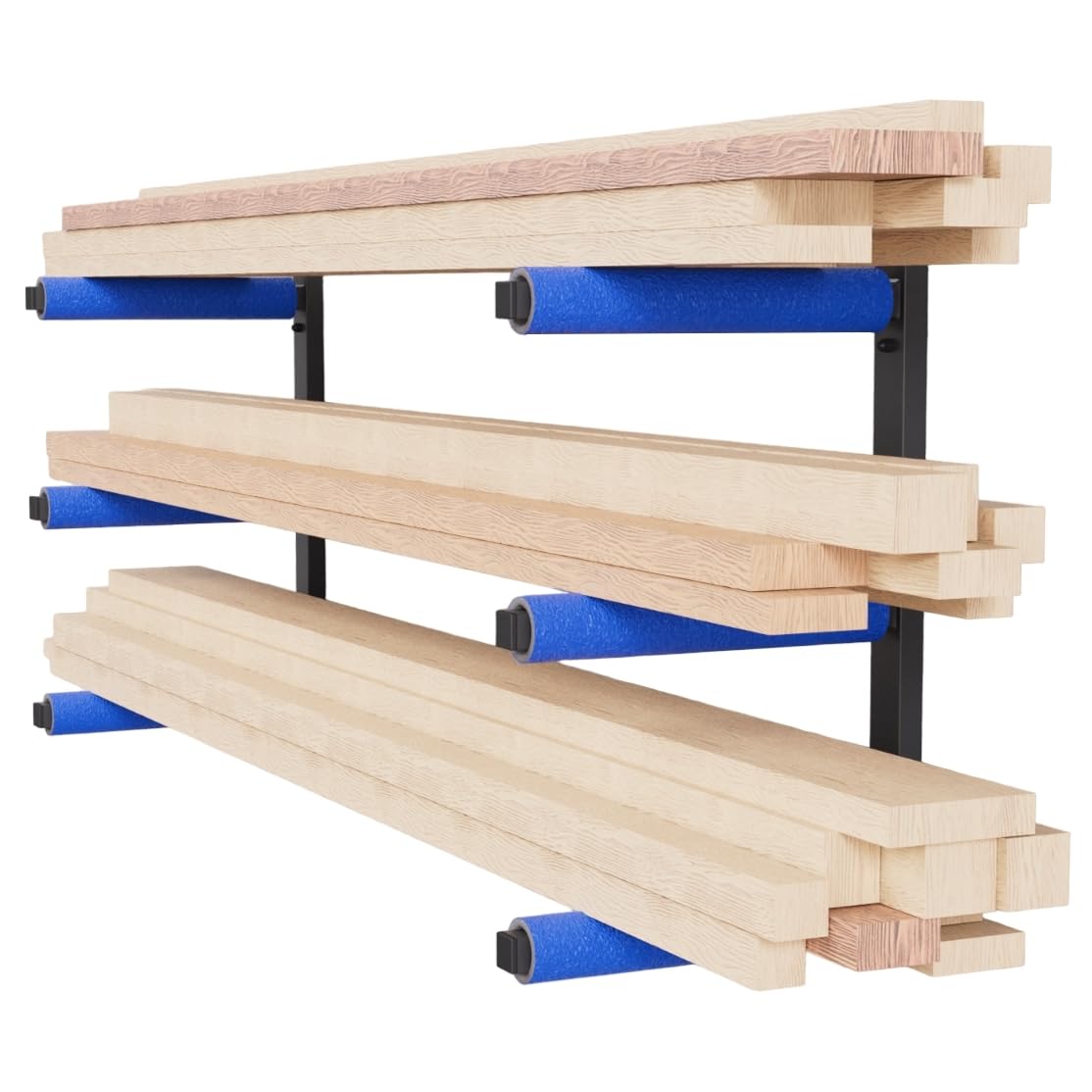 QLS Wandhalterung Werkstattregal Holzregal Wandbefestigung Wandmontage Garage Keller 3 Ebene Blau