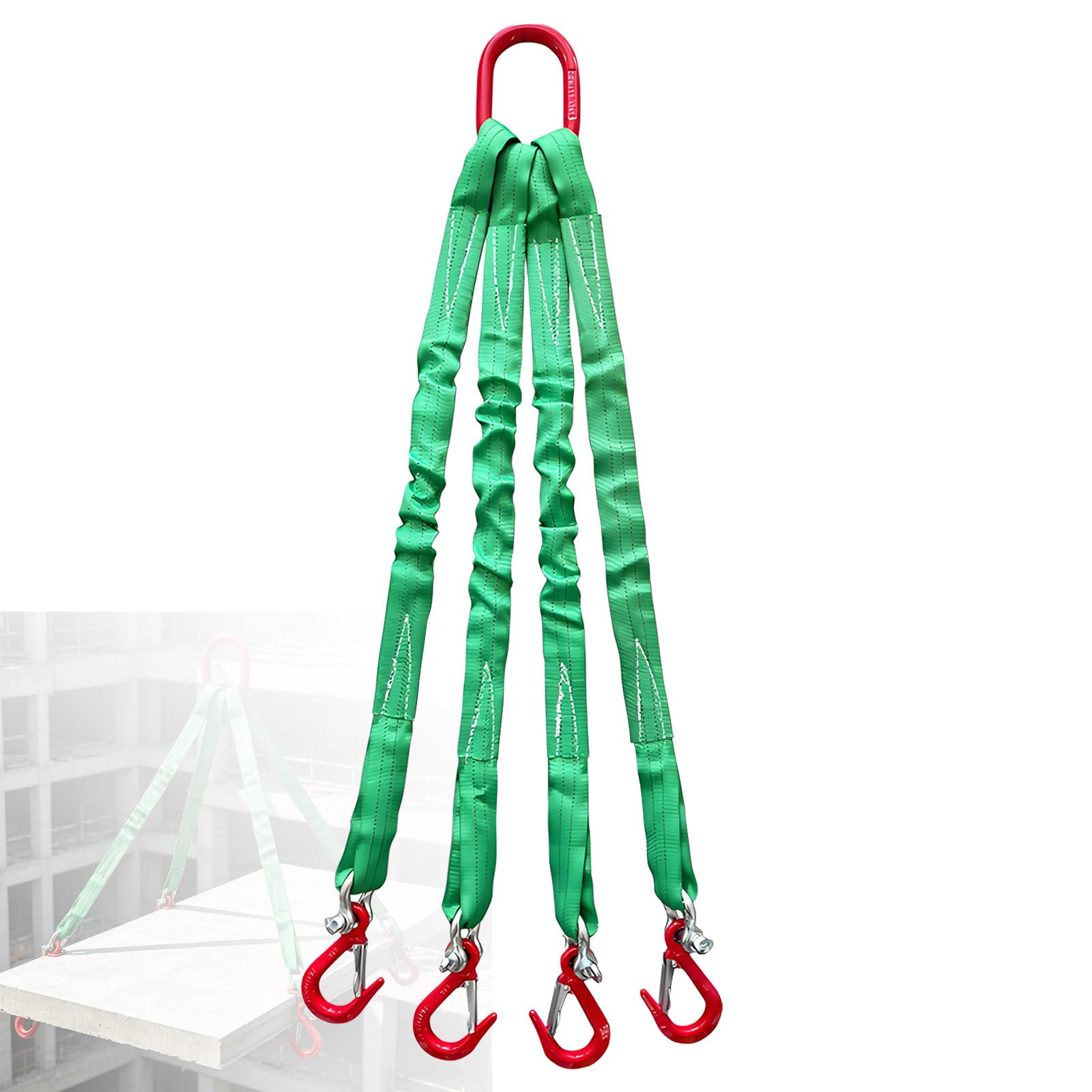 4-Strang-Hebeschlinge mit Haken, robuste Anschlaggurte 6tons-5m