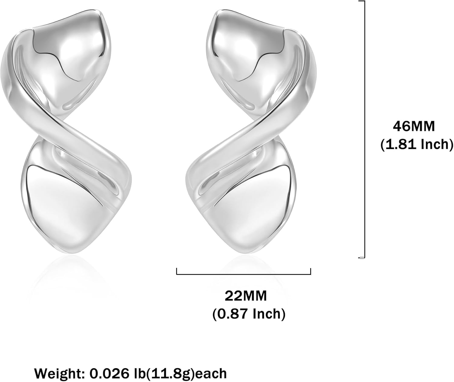 Chunky Gold/Silver Statement Earrings for Women, 14K Gold Plated Big Irregular Geometric Dainty Metal Drop Dangle Earrings Large,Womens Thick Jewelry Gift - Image 2