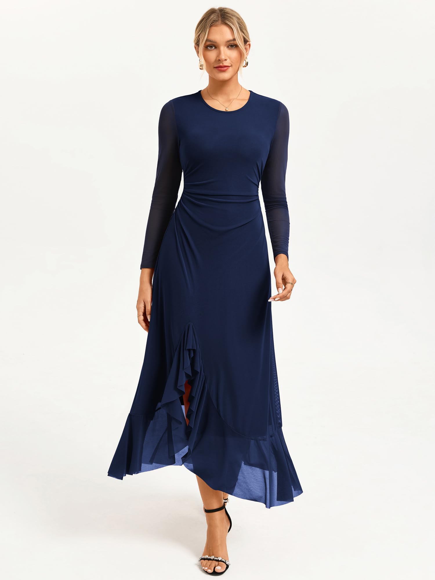 GRACE KARIN Abito da sera da donna a maniche lunghe con spacco