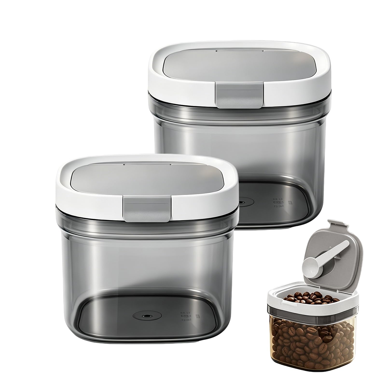 XIAOjnHONG 2 pcs Airtight Coffee Canister, Formula Container 800ml with Lid and Scoop Coffee Bean Kitchen Food Storage Stackable Plastic Foods for Ground Coffee Tea Flour Cereal Dry Food