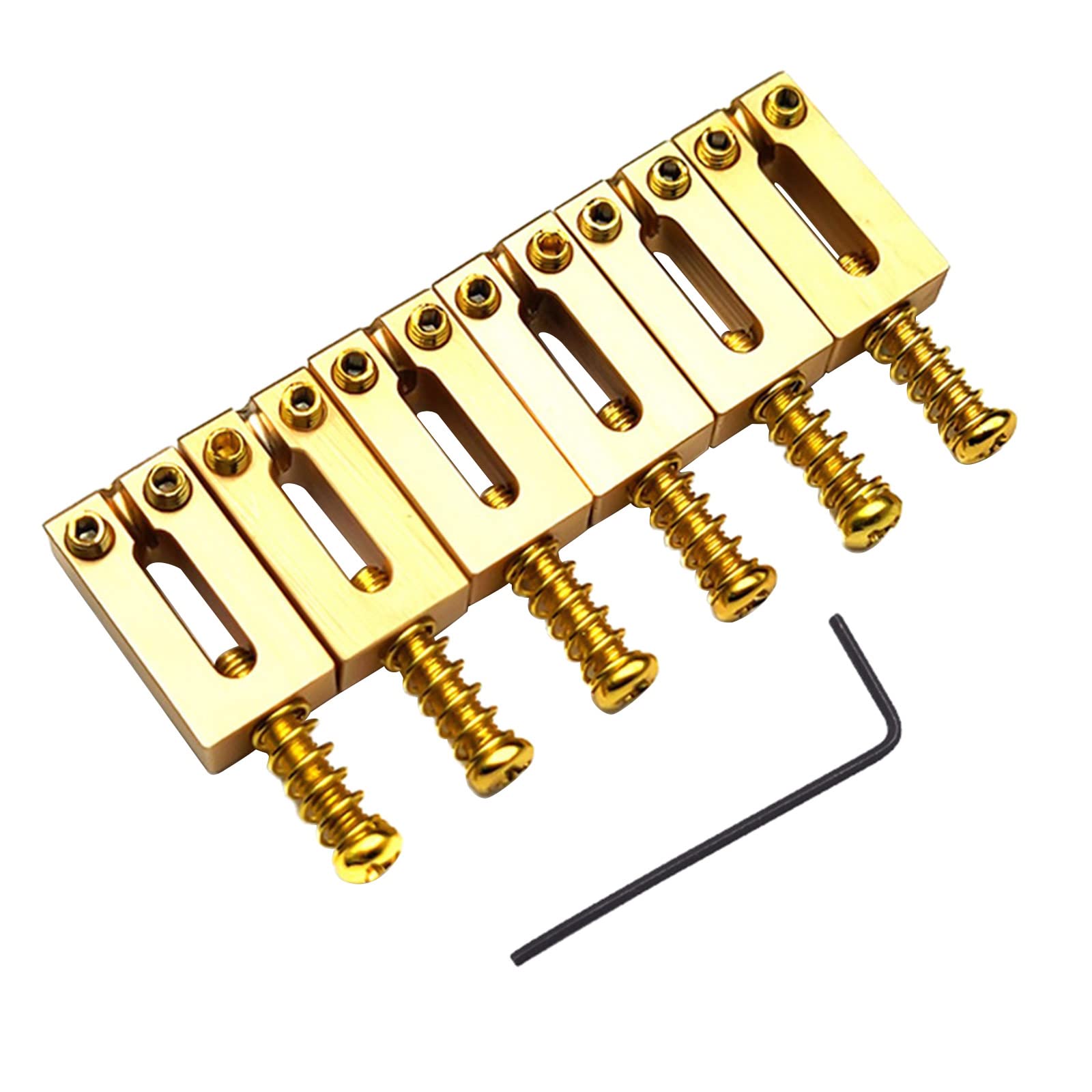6Pcs/pack Solid Brass Guitar Bridge Saddles Brass Saddles Replacements 10.5mm String Spacing With Screws And Wrench Kits
