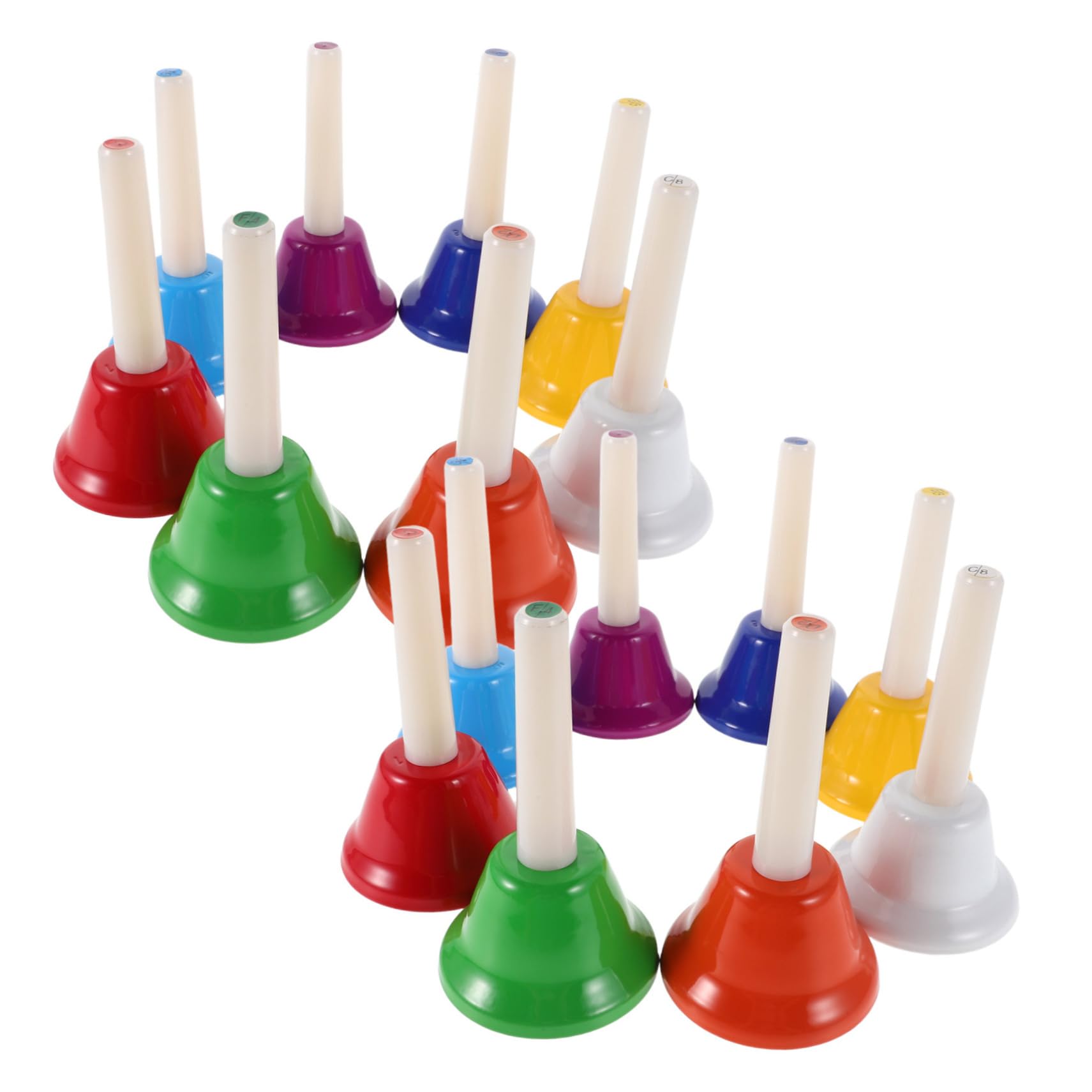 BESTonZON 16Pcs Colorful Musical Education Hand Bells Pitched Handbells for Rhythm Training for Educational Activities Schools and Parties