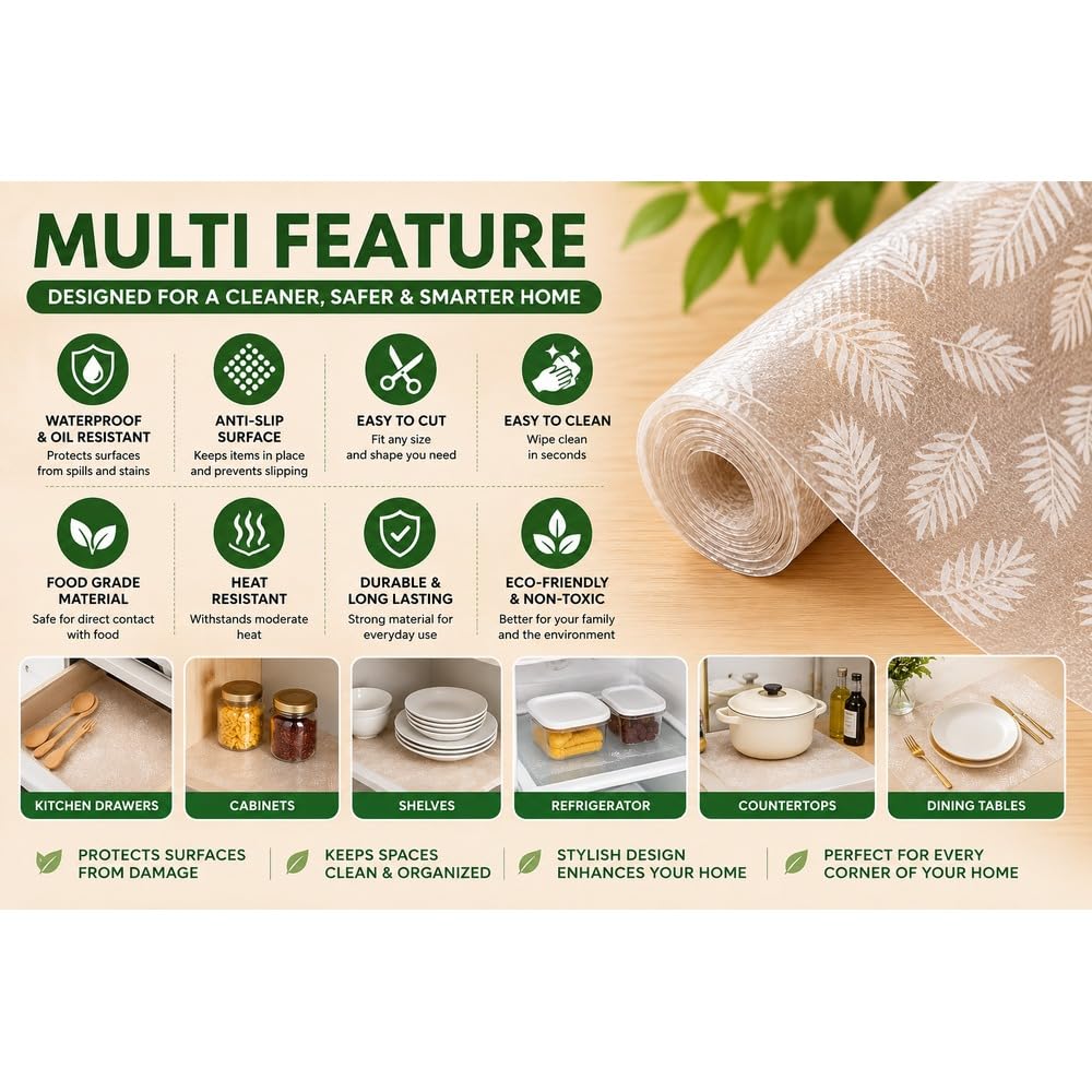 ASOMA Anti-Slip Kitchen Cabinet Drawer Shelf Liner Mat, Waterproof EVA — Amazon image 4
