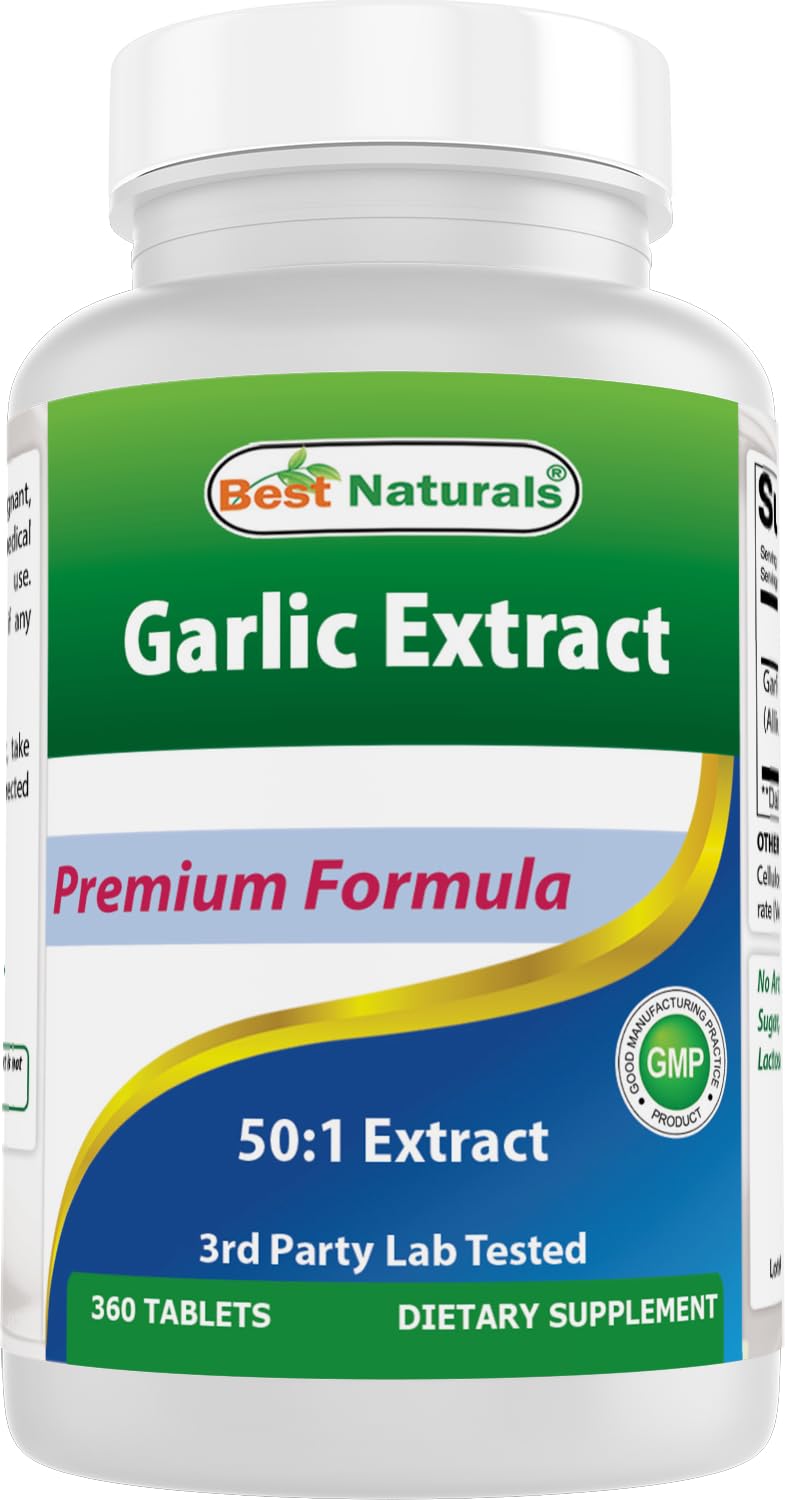 Best Naturals Garlic Extract 50:1 (100 mg) - 360 Tablets 360 Count (Pack of 1)