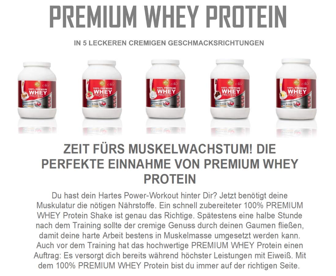 BPV-Premium Whey Protein 750g Poudre de protéines onctueuse pour le développement musculaire, le maintien musculaire pendant le régime Riche en EAA, BCAA et vitamines (fraise, 1500g)