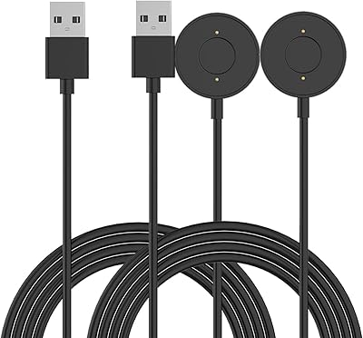 RuenTech Charger Compatible with Fossil Hybrid Smartwatch HR Charger 1M/3.3FT Charging Cable Magnetic Charger Dock (2pcs Black)