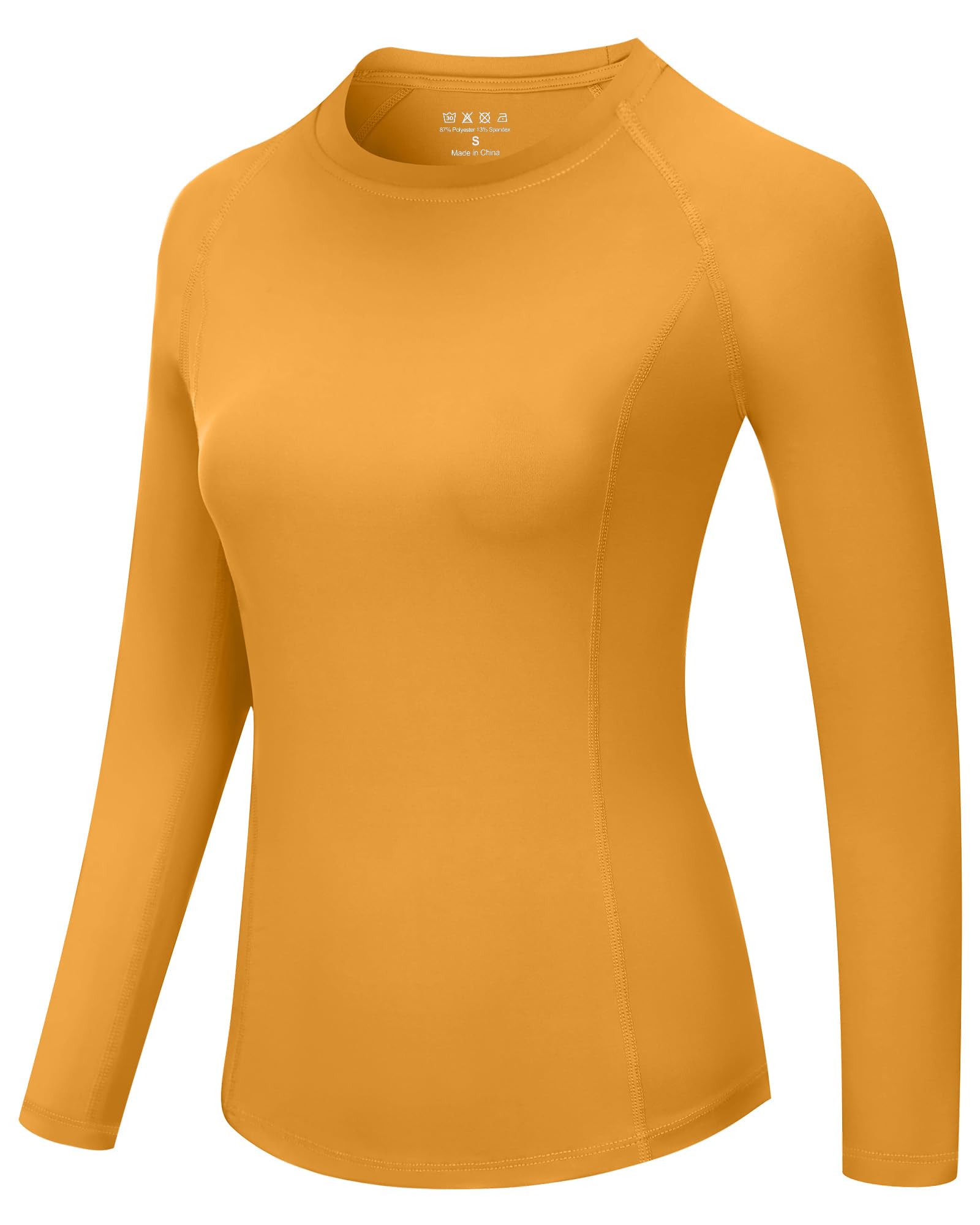 Runhit Compression Shirt Women Long Sleeve, UPF 50+ Crew Neck Workout Base Layer, Quick Dry Athletic Underscrub Tops