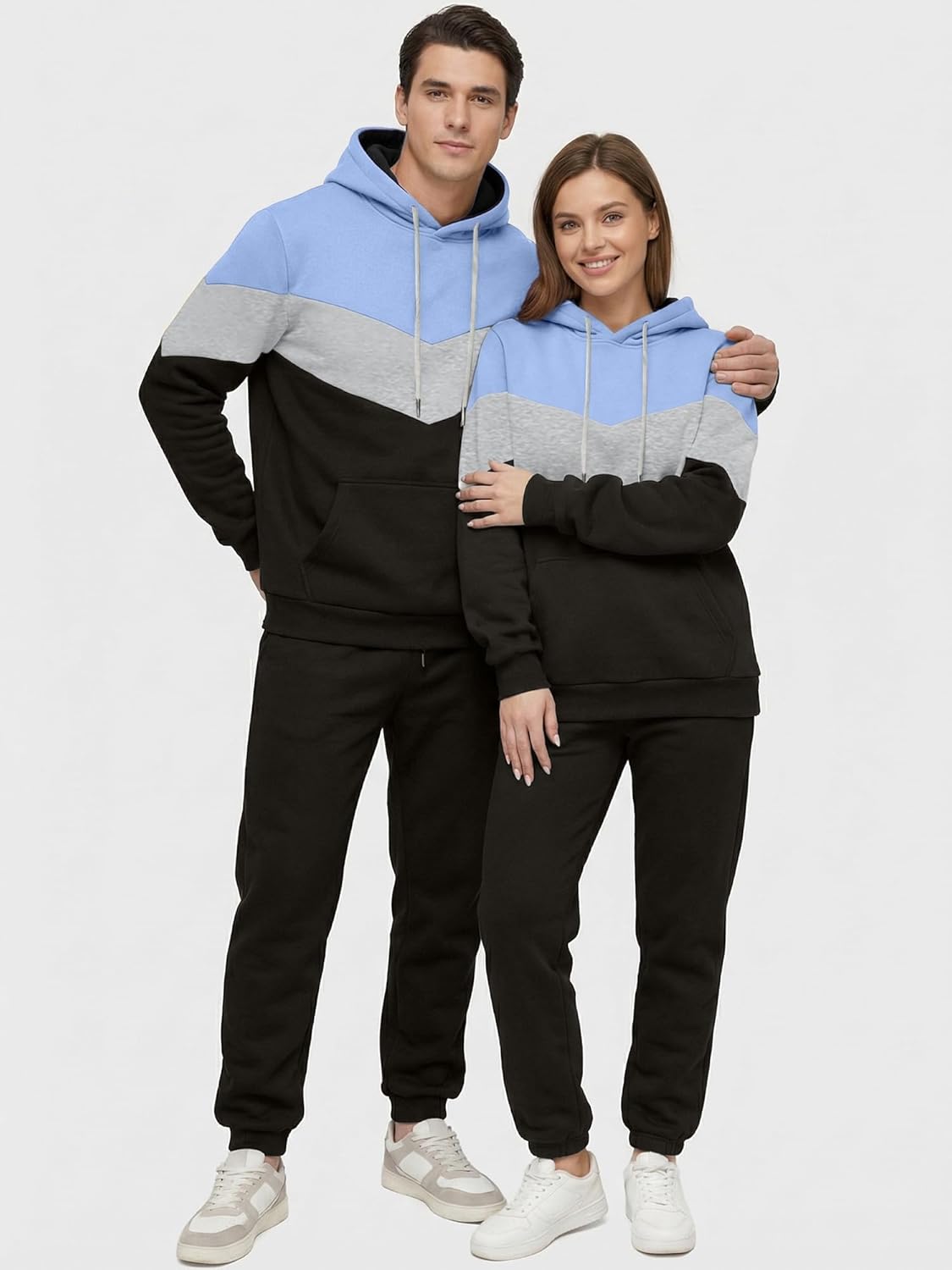 JMIERR Men's Hoodie Tracksuit 2 Pieces Set Novelty Color Block Pullover Fleece Hoodies Long Sleeve Casual Sweatshirt - Image 4