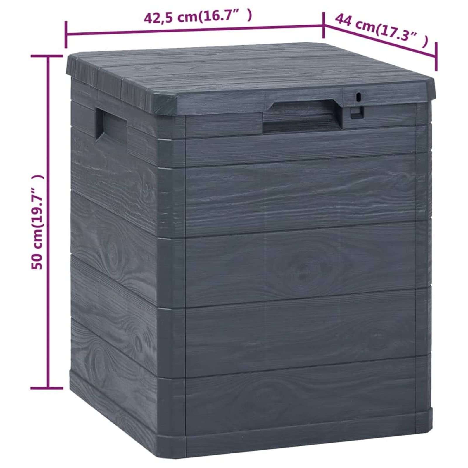 ARKEM Baule da Giardino Effetto Legno Organizer Box Giocattoli Multibox Impermeabile Esterni,Baule da Giardino 90 L Antracite