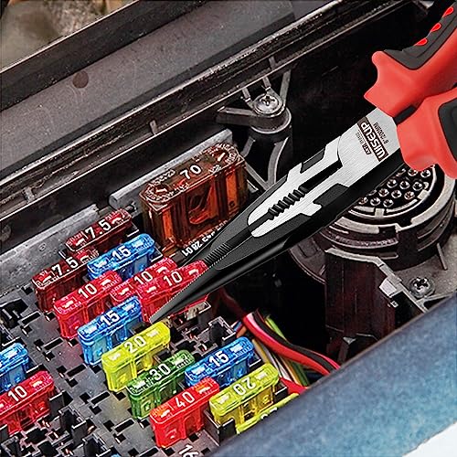 WISEUP Profi Spitzzange, Industrielle CR-V 150mm zange, Rutschfeste Rostschutz flachzange, treffen den ergonomischen Griff spitzzange lang, Multifunktions Flachrundzange (150MM)