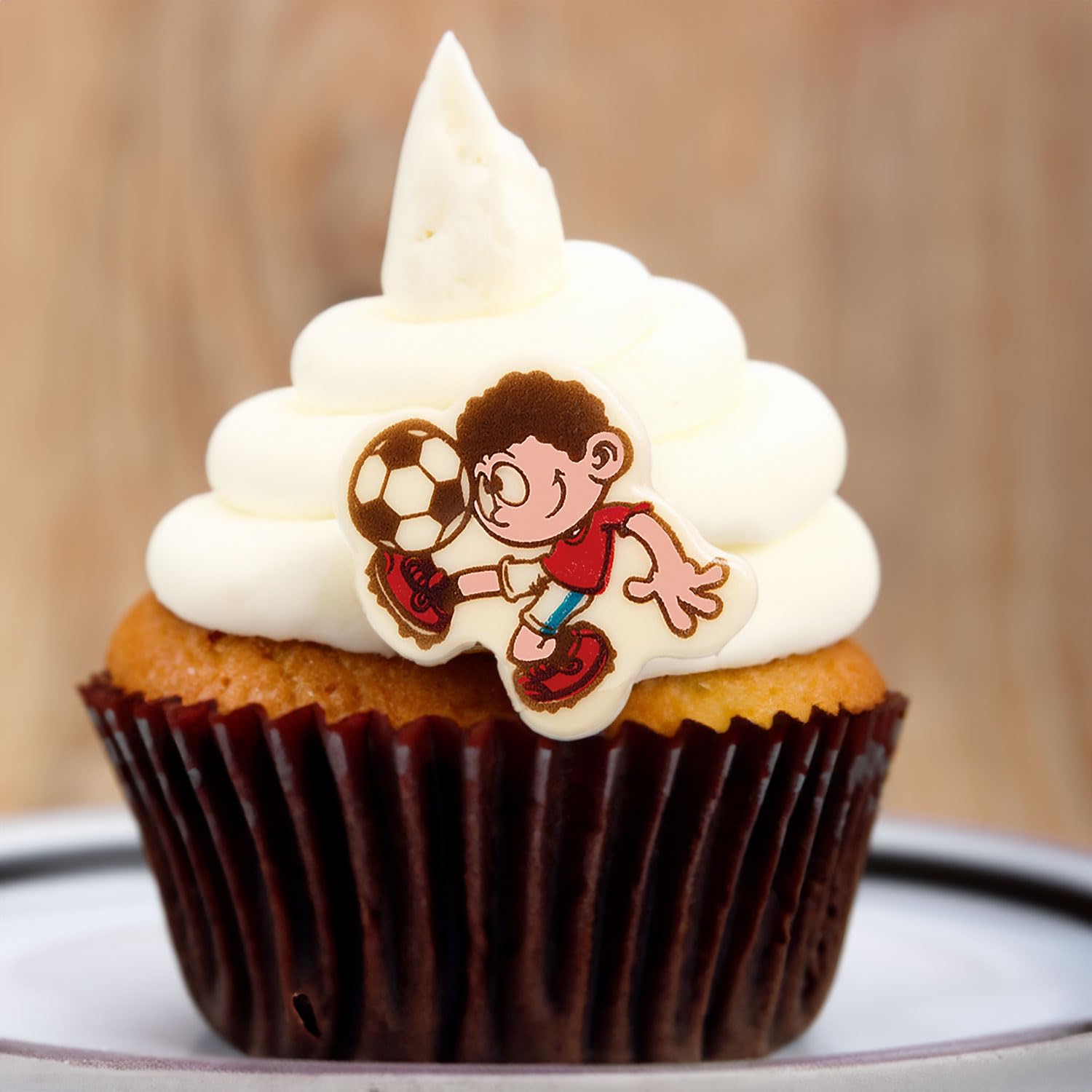Günthart BackDecor 96 Schoko Fußballer aus weißer Schokolade kreative Schokoladenaufleger mit Fußballmotiven für Torten und Cupcakes
