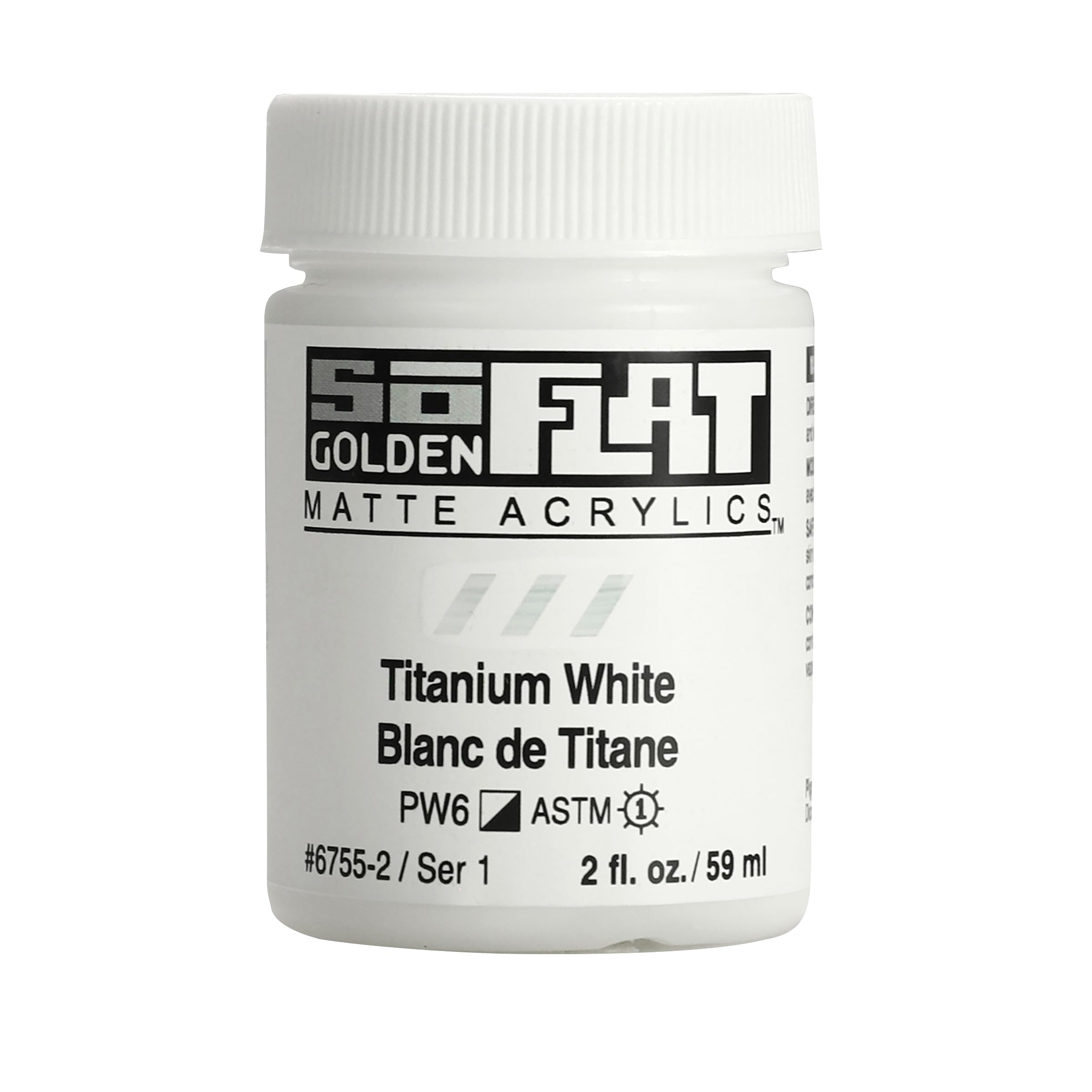Golden SoFlat Matte Acrylic Paint, 2oz jar, Titanium White (6755-2)