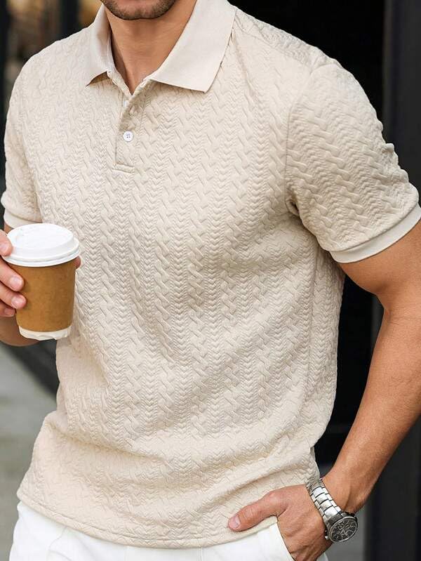 Image of Trillion Jacquard Men's Polo T Shirt for Men | Textured Tshirts for Man (Polyester Blend | Regular Fit)