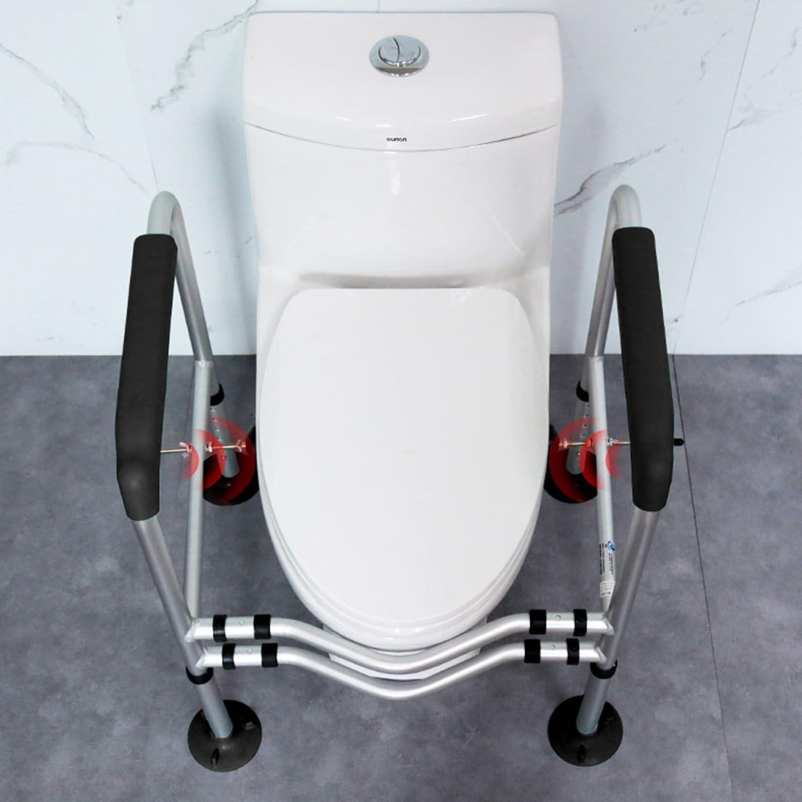 IBVIVIC Supporto per WC per anziani, con grandi tappetini antiscivolo, regolabile in larghezza e altezza, portata fino a 200 kg