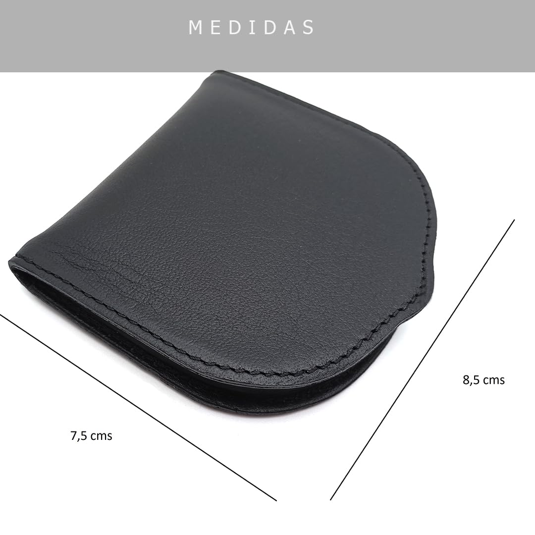 Monedero Tacon Hombre Rigido, Piel de Ubrique, Hecho a Mano en Cuero, Fabricado en España, 10016 Negro
