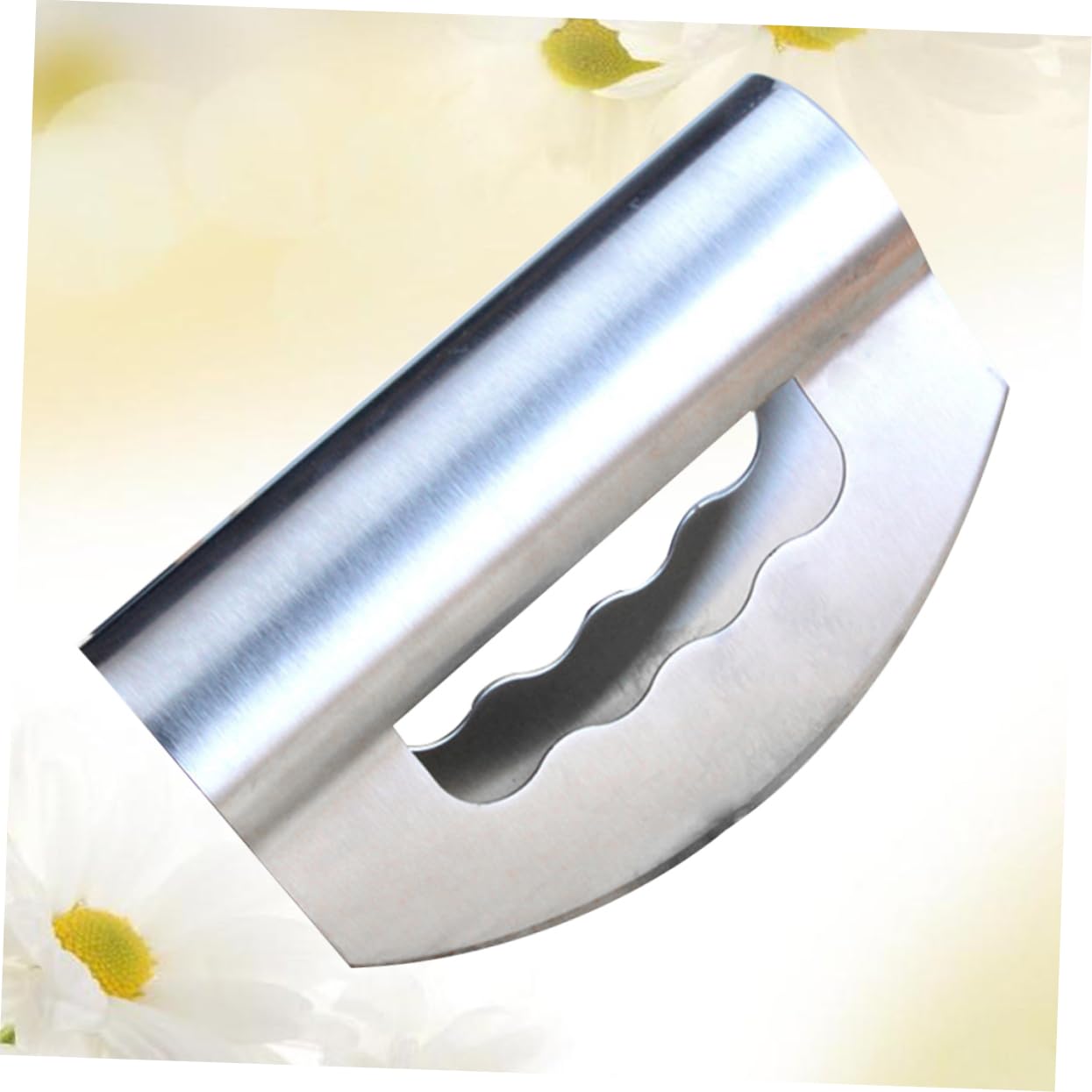 MUCKLILY Stainless Steel Salad Chopper with Double Knife and Protective Covers Multipurpose Mincing Tool for Efficient Vegetable and Salad Preparation Ergonomic Design for Safe Handling