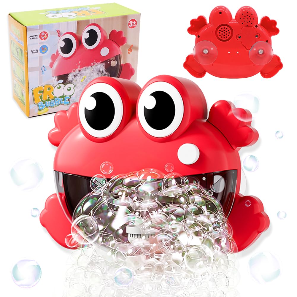 Baby Bath Bubble Toys, Crab Automatic Bubble Maker Bath Toy for Toddler 6-18 Months, Automatic Shower Bathtub Bubble Maker with Music, Baby Fun Shower Toys for Boys, Girls Ages 1-6-H